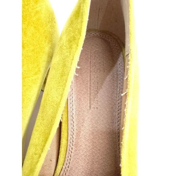 ASOS Sued Mid-heeled Loafers Yellow Gold Accent Details Career Wear Size 7 - Picture 8 of 9